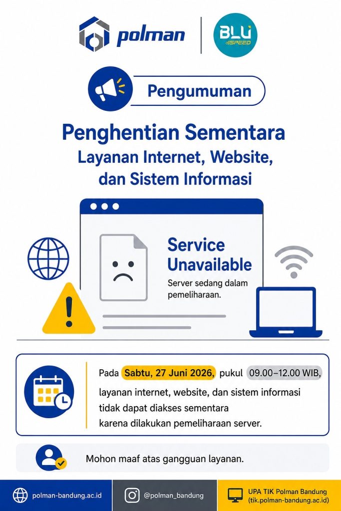 Penghentian Sementara Layanan Internet, Website dan Sistem Informasi